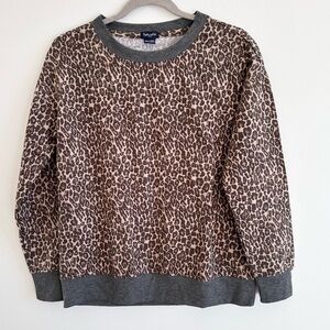 Splendid leopard print crew neck long sleeve loungewear pajama top small